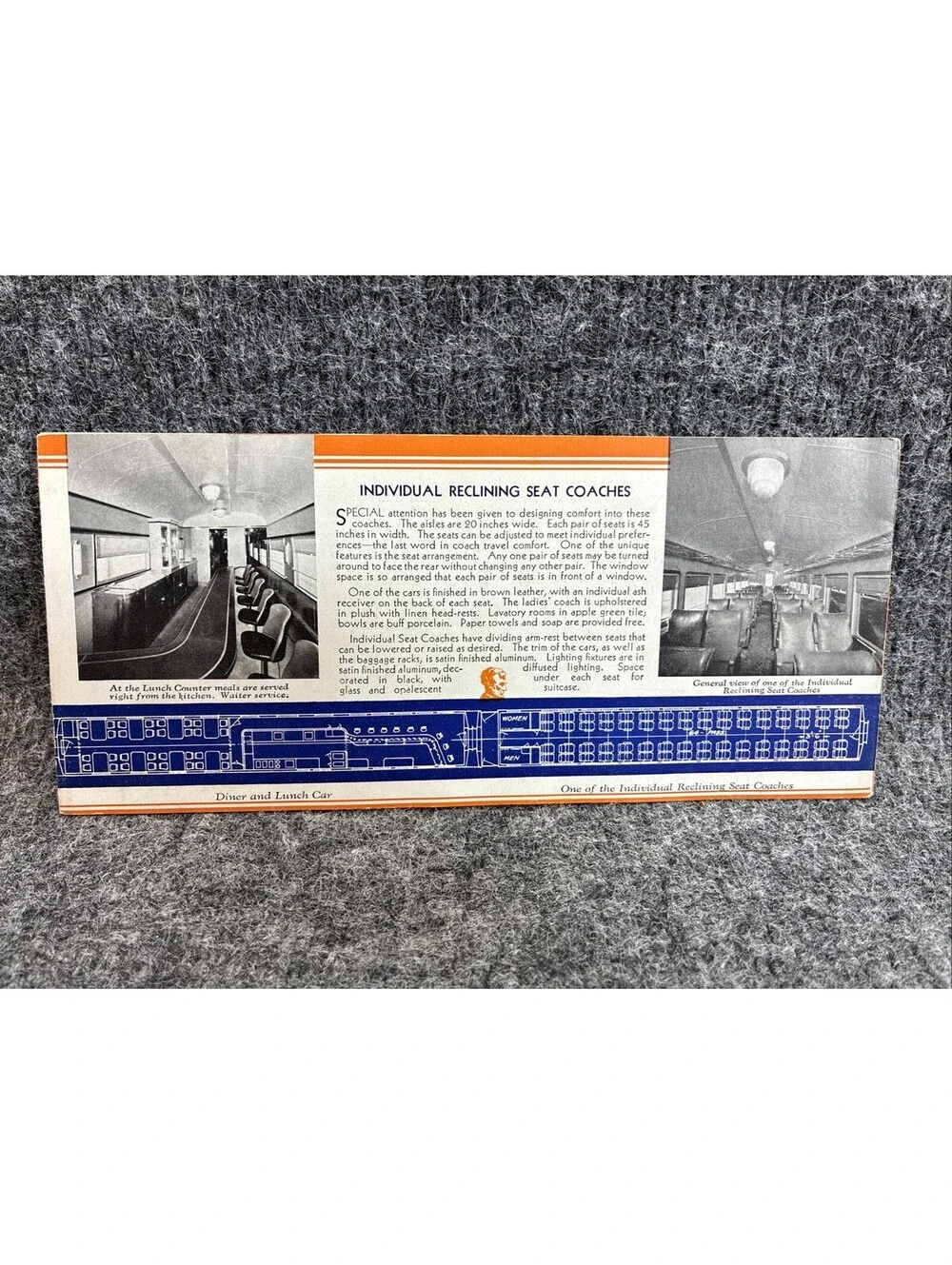 Original 1935 B&O Abraham Lincoln Streamlined Steam Train Promotional Fold Out